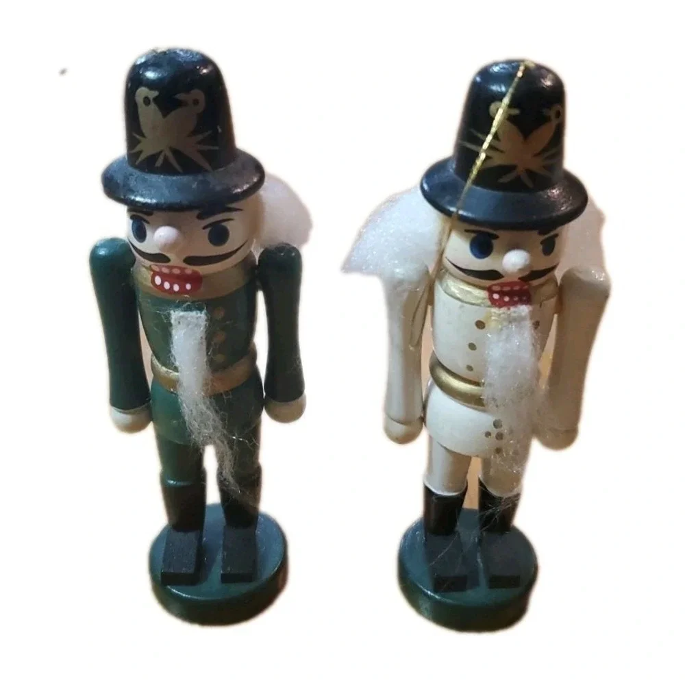 Vtg Mini Wooden Nutcracker‎ Lot Of 4 Christmas Ornaments Decor Figurines 4